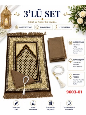 Sedef Seccade Eşarp Tesbih Set