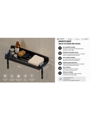 Tek Katlı Metal Banyo Duş Rafı Organizer Kancalı Paslanmaz Şampuanlık Duvar Rafı