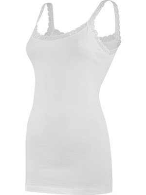 fiyakamstore Yıldız Siyah Likralı Kadın Askıları Dantelli Atlet 2281