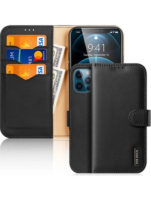 Dux Ducis iPhone 12 Pro Max Kılıf Mıknatıslı Cüzdanlı Deri Kılıf Hivo SERIES-(5775) Siyah