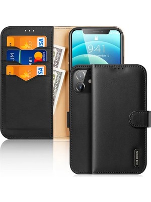 Dux Ducis iPhone 12 - 12 Pro Kılıf Mıknatıslı Cüzdanlı Deri Kılıf Hivo SERIES-(5775) Siyah