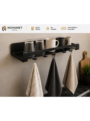 Metal Mutfak Rafı Tezgah Üstü Duvar Tipi Kupa Bardak Askılığı Havluluk Organizer