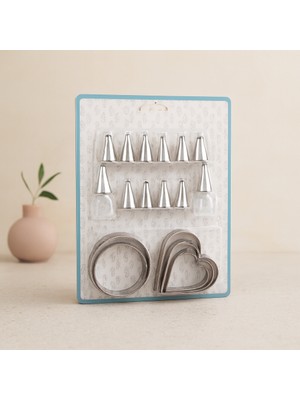 Pasta Süsleme Uç Seti 20 Parça (Metal Uçlar ve Kurabiye Kalıpları)