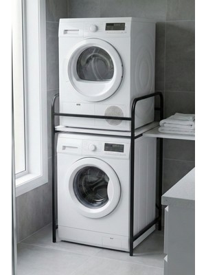 Çamaşır Makinesi Rafı Metal Siyah 66 cm