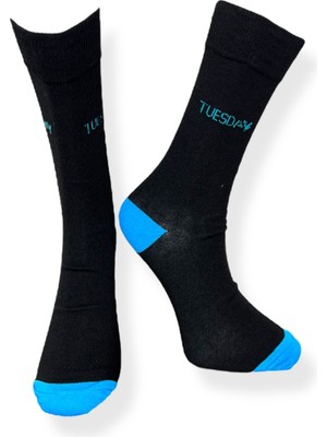 Me-Vo Tekli Unisex Tuesday Yazılı Siyah Renkli Esnek Nem Alabilen Pamuklu Çorap