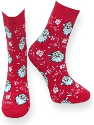 Me-Vo Tekli Kırmızı Renkli Unisex Esnek Nem Alabilen Pamuklu Christmas Desenli Havlu Çorap