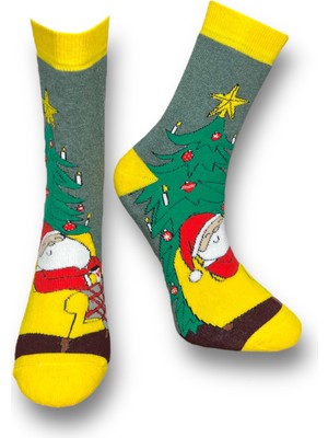 Me-Vo Tekli Christmas Desenli Unisex Havlu Çorap