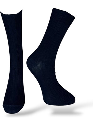 Me-Vo Tekli Unisex Koyu Lacivert Renkli Düz Soket Çorap