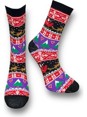 Me-Vo Tekli Christmas Desenli Unisex Havlu Çorap
