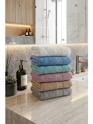 Bezos 12 Adet Karışık Kadife El Havlusu - 45 x 85 cm Spa ve Otel Havlusu