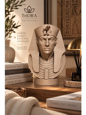 Triora Design Antik Mısır Firavunu Biblo 18X15 cm | 3D Baskı Dekoratif Büst