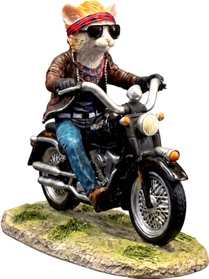 Rakun Home Motosikletli Minyatür Asi Kedi Biblosu (Biker Cat)