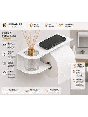 Lüks Metal Tuvalet Kağıtlığı Beyaz Duvar Tipi Modern Wc Kağıt Askısı Düzenleyici