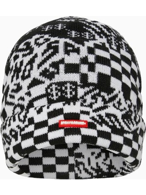 Sprayground Black White Warp Check %100 Akrilik Bere