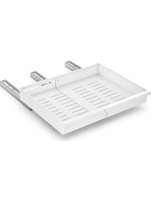 Happy Trend Home Teleskopik Dolap Içi Düzenleyici, Büyüyüp Küçülebilir Raylı Dolap Organizeri, Ayarlanabilir Sürgülü Mutfak Rafı, Tencere Tava Lavabo Altı Kiler Organizer, Yapıştırılabilir 32-64 cm Beyaz
