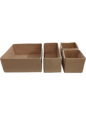 Happy Trend Bej Çekmece Içi Düzenleyici Organizer Set - Çok Amaçlı Dolap Içi Kutu Seti