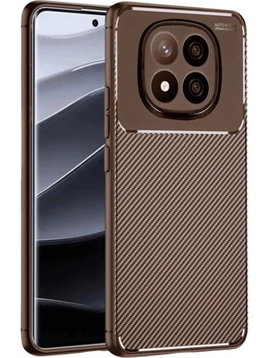Mey Ithalat®   Redmi Note 14 Pro Plus Kılıf Auto Focus Karbon Kapak - Kahverengi