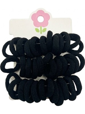 Mare Accessories Çoklu Siyah Renkli Minik Kumaş 36 Adet Lastik Toka