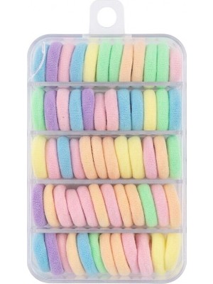 Mare Accessories Çoklu Renkli Minik Kumaş 60 Adet Kutulu Lastik Toka