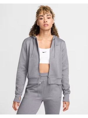 Nike Therma-Fıt One FB5216-091 Tam Boy Fermuarlı Kadın Kapüşonlu Üst - Carbon Heather