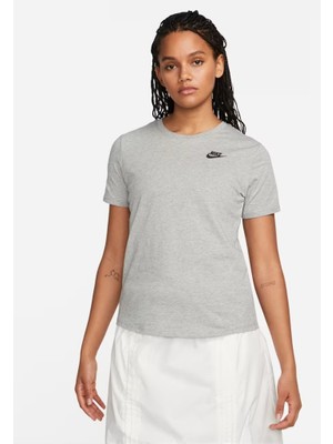 Nike Sportswear Club Essentials DX7902-063 Kadın Tişörtü - Dark Grey Heather