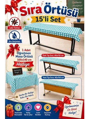 Aesco Kumaştan Lastikli Sıra Örtüsü, 110X40 cm Kırmızı 15 Adet