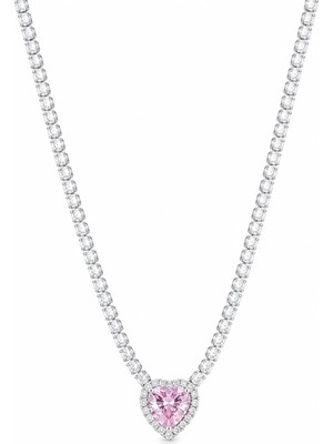 Sepetten Eve 3mm Rhodium Su Yolu Kolye Su Yolu Kalpli Kolye Özel Notlu Işıklı Kutulu Hediyeli