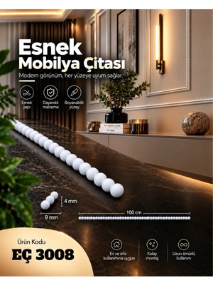 POLYESTERHOBİ Esnek Çıta , Esnek Boncuk Model Mobilya ve Duvar Çıtası Eç 3008 (100 Cm)