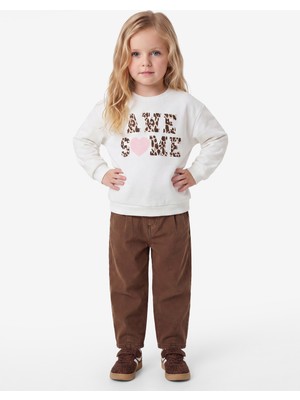 Koton Baskılı Bisiklet Yaka Kısa Kollu Şardonlu Sweatshirt