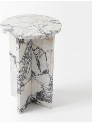 Adomar Marble Calacatta Viola Artı Ayaklı Mermer Yan Sehpa