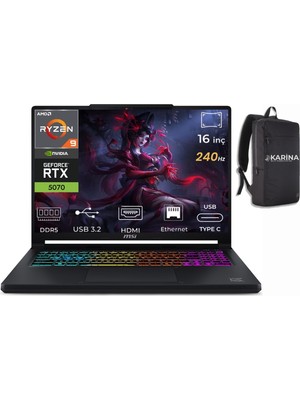 MSI Msı Crosshaır A16 Hx Amd Ryzen 9 8940HX E8WGK-011XTR-K029 32GB 2tb+2tb RTX5070 8gb 115W Freedos 16 Inç 2k Qhd+ 240Hz Ips-Level Gaming Laptop
