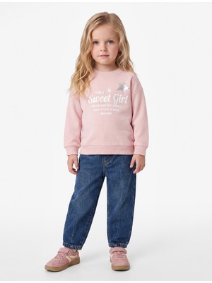 Koton Baskılı Uzun Kollu Bisiklet Yaka Şardonlu Sweatshirt
