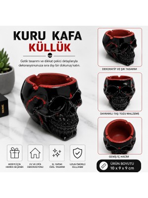 Arbies Beauty El Yapımı Kuru Kafa Küllük – Dekoratif Gotik Tasarım Taş Tozu Küllük