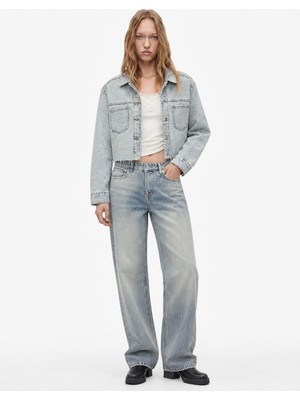 Koton Rahat Kalıp Pamuklu Klasik Yaka Uzun Kollu Cepli Denim Ceket