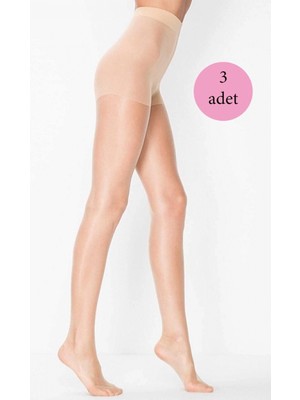 Pileli Store 3 Adet Kadın Super Ince Mat 15 Den Külotlu Çorap Açık Ten