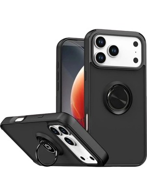Mey Ithalat®   iPhone 17 Pro Montreal Yüzüklü Silikon Kapak - Siyah