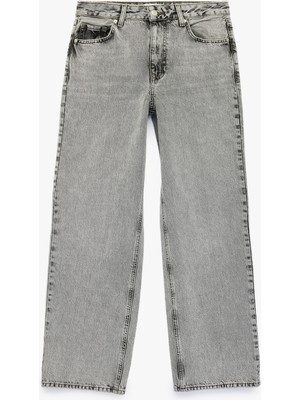 Koton Düğmeli Yıkamalı Cepli Normal Bel Pamuklu Baggy Denim Pantolon - Baggy Jeans