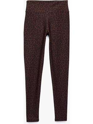 Koton Yüksek Bel Slim Fit Leopar Desenli Spor Tayt