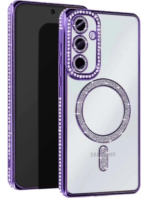 Mey Ithalat®  Samsung Galaxy A55 5g Joke Simli Magneticsafe Kılıf - Derin Mor