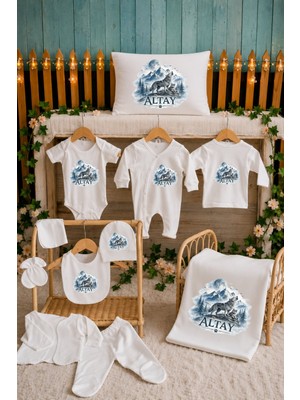 Perfect Mega Store Kişiye Özel Isimli Kurt ve Dağ Temalı Yenidoğan Bebek Hastane Çıkışı Seti – Erkek Bebek
