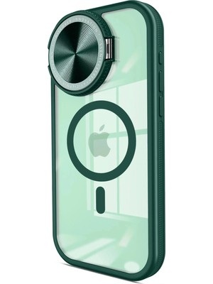 Mey Ithalat®  iPhone 15 Pro Kılıf Teleskop Lens Magsafe Silikon Kapak - Koyu Yeşil