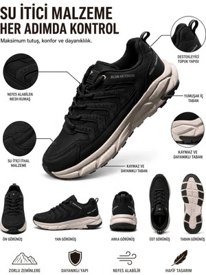 Mcdark Erkek Trekking Spor Ayakkabı Su Itici Nefes Alan Ultra Hafif Taban Kısa Bot-Siyah Beyaz