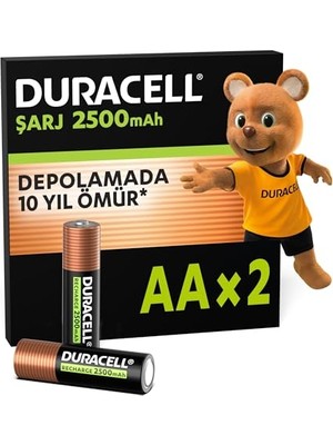 Trendexa Şarj Edilebilir Aa Kalem Pil, 2'li Paket, 2500 Mah Nimh
