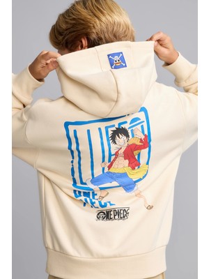 DeFacto One Piece Lisanslı Sırt Baskılı İçi Yumuşak Tüylü Bisiklet Yaka Sweatshirt Erkek Çocuk I5501A826WN