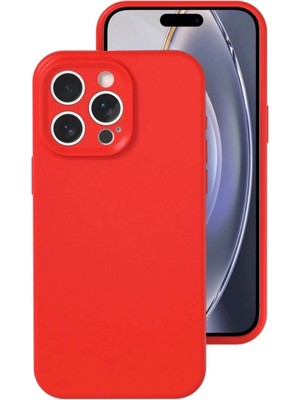 Mey Ithalat®   iPhone 16 Pro Kılıf Nano Içi Kadife Silikon - Kırmızı
