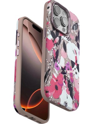 Mey Ithalat®  iPhone 15 Pro Max Flower Series Magsafe Kapak - Pembe