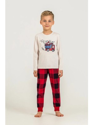 Rolypoly Erkek Çocuk Uzun Kol %100 Pamuk Pijama Takım Taş
