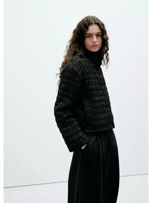 Mango Petek Örgü Desenli Kapitone Anorak