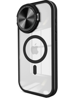 Mey Ithalat®  iPhone 15 Pro Max Kılıf Teleskop Lens Magsafe Silikon Kapak - Siyah