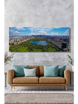 Şehber New York'taki Central Park'ın Havadan Panoramik Manzarası Yatay Kanvas Tablo  4522